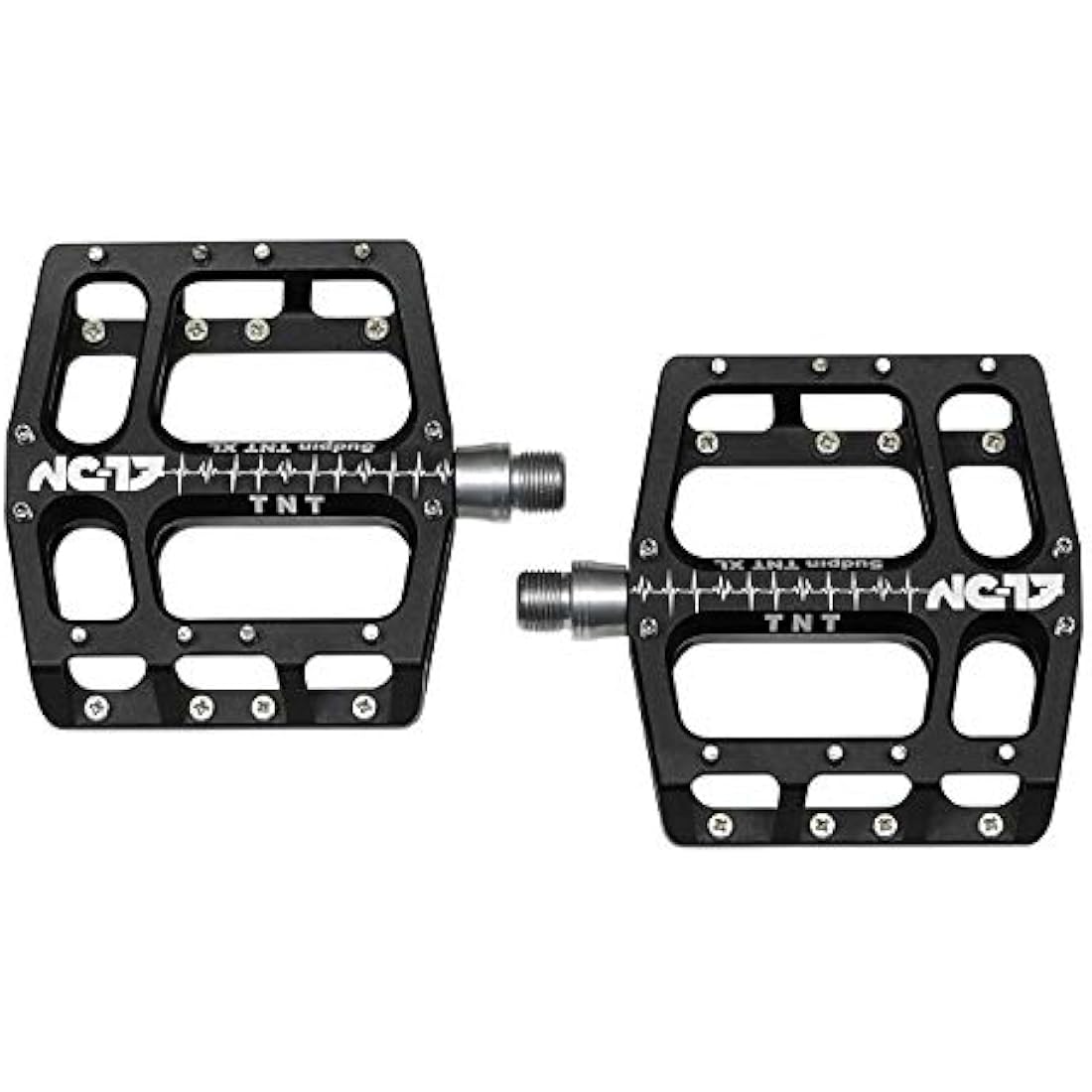 NC-17 Sudpin IV XL TNT Aluminium Platform Pedals/Mountain Bike Pedal/BMX Pedal/Flat Height 17.7 mm/Fail Safe System/Precision Bearing + Cr-Mo Axle/Includes Spare Pins