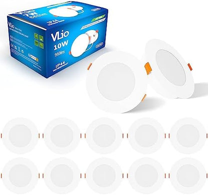 LED Recessed Ceiling Lights Ultra Slim 10W LED Downlights for Ceiling, 3000K Warm White, 125mm Hole Size, 960LM, IP44 Round Spotlights for Bathroom Kitchen Living Room, 10 Pack