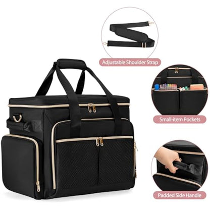 Prokva Rolling Teacher Bag with Wheels, Detachable Trolley, Fits 15.6” Laptop & Supplies, Black Patent Design