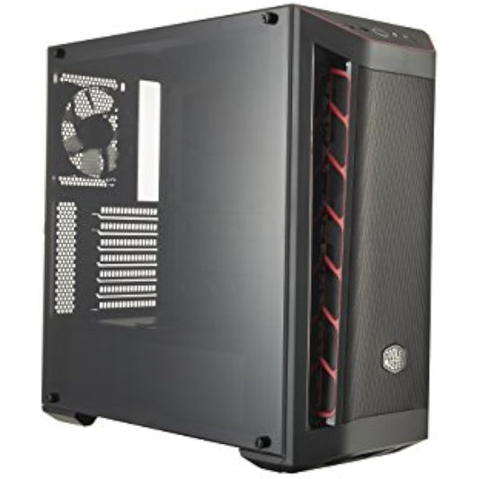 Cooler Master MasterBox MB511 - ATX PC Case with Front Mesh Panel, Racing Intakes, Transparent Side Panel, Flexible Air Flow Configurations - Red Accent