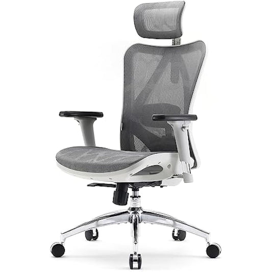 SIHOO Ergonomic Office Chair Mesh Desk Chair with Adjustable Lumbar Support 3D Armrests Breathable High Back Computer Chair (Light Gray)