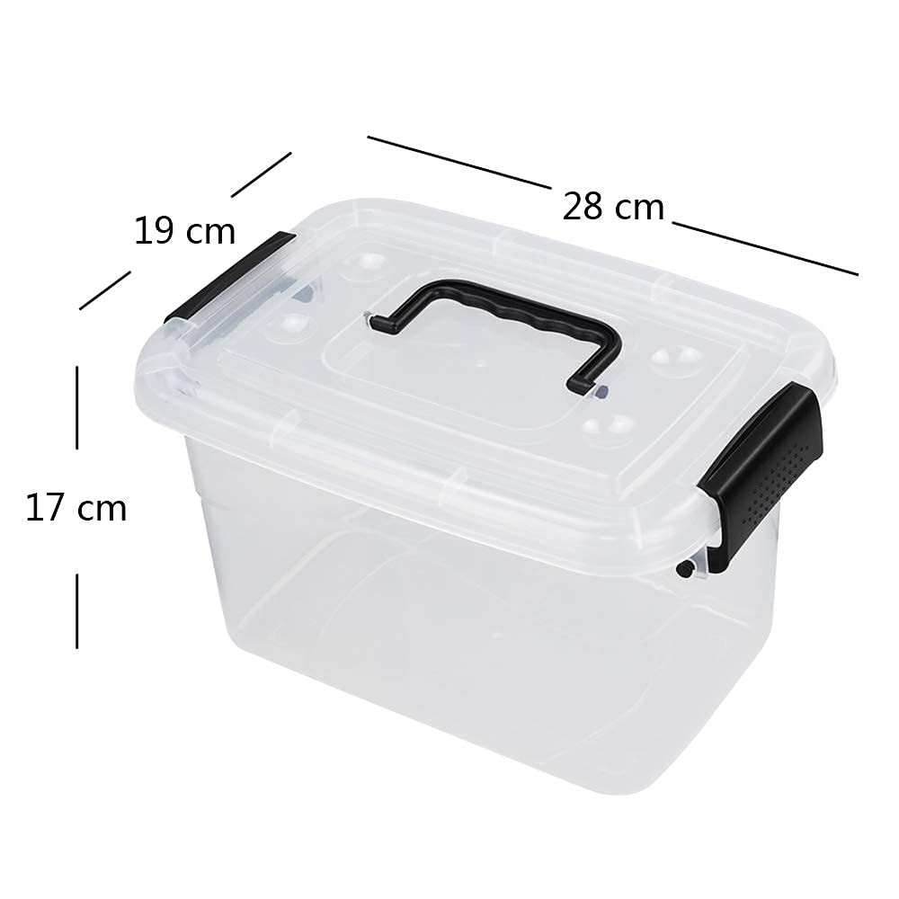 Rinboat 6 L Clear Plastic Storage Box, Small Latching Storage Box, Set of 6
