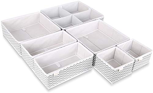 Unique Impression Set of 7 Drawer Organisers For Underwear, Socks, Clothes, Shirts, Bras, Ties, Scarves, Baby Clothes - Drawer Dividers For Wardrobes