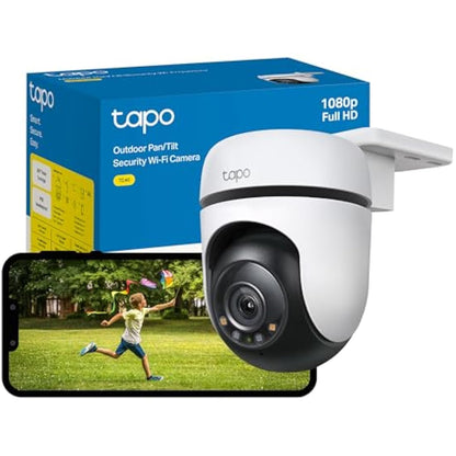 Tapo TC40 Pan/Tilt Smart Security Outdoor Camera, Full HD, 360° Smart Person Detection Motion Tracking, Color Night Vision, WiFi Camera No Monthly Fee, Two-Way Talk, IP65, Works with Alexa & Google