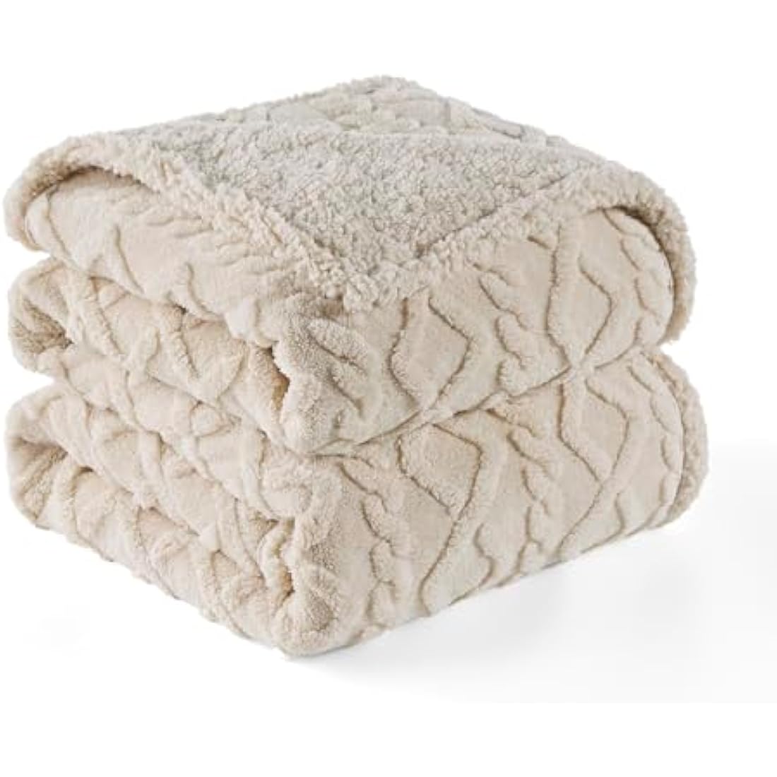 Lesure Washable Dog Blanket Twin - 152x203cm Waterproof Blanket for Dogs and Cats, Twin Patterned Bed and Sofa Couch Throw Protector with Soft Plush, Cream