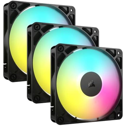 Corsair RS120 ARGB 120mm PWM Fans – Daisy-Chain Connection – Low-Noise – Magnetic Dome Bearing – Triple Pack – Black