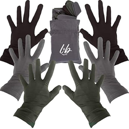 Bamboo Gloves for Eczema, Small, Women, Dry Hands, Overnight Moisturising Gloves, 3 Pairs