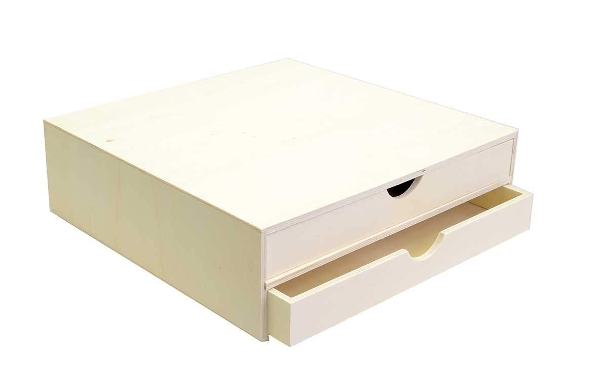 Artemio 14001908 Wooden Storage Box, 34.5 x 34 x 10 cm, Beige