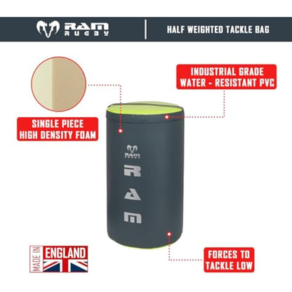 Ram Rugby Weighted Half Tackle Bag & Ram Ring - UK Made for Durability - Suitable for Adults & Youths