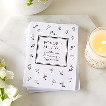 ANGEL & DOVE 10 Filled Forget-Me-Not Seed Packet Funeral Favours - for Celebration of Life, Remembrance, Memorial Gift