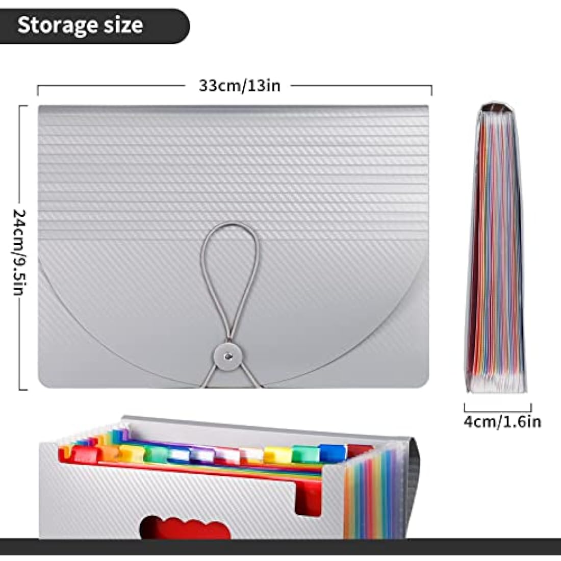 Expanding File Organisers, Document Organiser with 24 Pockets, Portable Accordion Folder File, A4 Filing Folders Plastic Wallets Storage Box with Lid, Labels and Clips