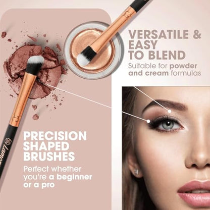 Make Up Eye Brushes Set - Eyeshadow Eyeliner Blending Crease Kit - Best Choice 7 Piece Essentials - Pencil, Shader, Tapered, Definer - Vegan Synthetic Bristles That Last Longer, Apply Better Makeup