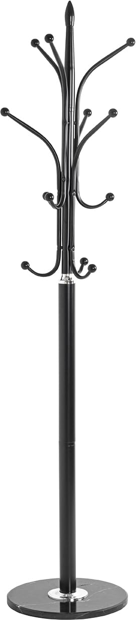 HAKU Coat rack chrome, black, marble, metal coat rack - Dimensions: H 179 x Ø 40 cm, Style: Modern