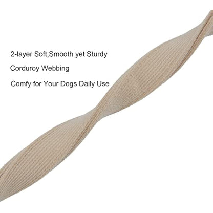 YUDOTE Ultra-soft Dog Collar Natural Cotton Corduroy Made for Small Dogs with Sensitive Skin,Creamy White
