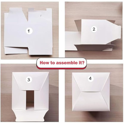 SHIPKEY 10PCS White Cardboard Gift Boxes with lids |10x10x10 cm Square Boxes | Small Gift Boxes Suitable for Party, Wedding, Christmas, Holidays, Birthdays and All Other Occasions