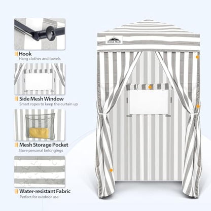 EAGLE PEAK Flex Ultra Compact 1.2m x 1.2m Pop-up Changing Room Canopy, Portable Privacy Cabana for Pool, Fashion Photoshoots, or Camping, Gray/White