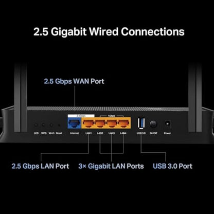 TP-Link Archer BE230 Dual-Band WiFi 7 Router, 3600Mbps Lightning-Fast Speeds, 2x 2.5G WAN/LAN and 3x 1Gbps LAN Ports, USB 3.0 Port, VPN WiFi Router, HomeShield Security, Easy Setup, EasyMesh