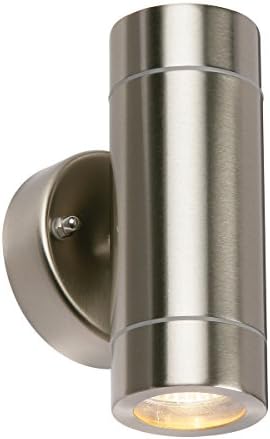 Palin Exterior Interior Stainless Steel Light Outdoor Garden Up/Down Wall Light GU10 IP44 Rated