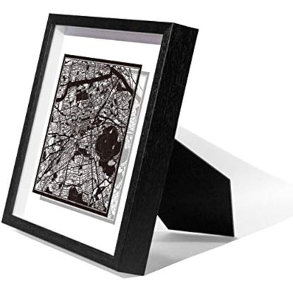 O3 DESIGN STUDIO Edinburgh Marco de Papel para mapas, Black map, Black frame, 9x9 inches, Gift Boxed, 2 background color, self-changing, Paper Art
