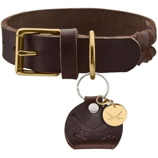 HUNTER Sansibar Solid Dog Collar Leather Heavy Duty Grippy Braided 40 (S) Dark Brown