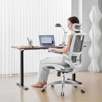 SIHOO M59AS Ergonomic Office Chair, Desk Chair with 3D Coordinated Flip-up Armrests, Computer Chair with Dual Back Design and Adaptive Dynamic Lumbar Support(Grey)