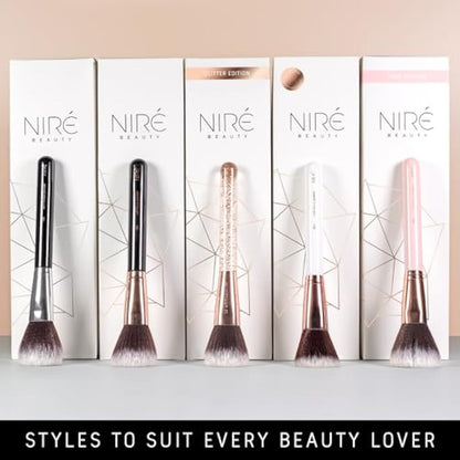 Niré Beauty 15piece Award Winning Glitter Makeup Brushes: Cute Makeup Brushes Set with Case, Blending Sponge, Cleaner, Guide, Gift Box