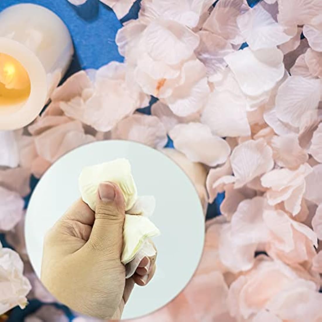 LAMXD 1000 Pcs Rose Petals Artificial Silk Flowers Petals No-Taste Artificial Roses for Wedding Decoration Confetti Table Valentine's Day Party Fake Roses Petals (Off White)