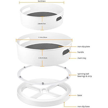 Semlos 2 Packs Turntable Lazy Susan Organizers, 9" and 12" Spice Rack Organisers for Kitchen Organization and Storage, Non-Slip Under Sink Organizers for Pantry, Cabinet, Office, Bathroom