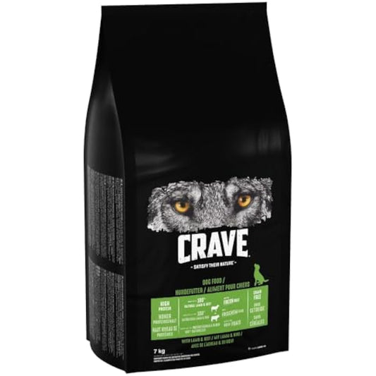 Crave Lamb & Beef 7 kg Bag, Premium Adult Dry Dog Food with high Protein, Grain-free
