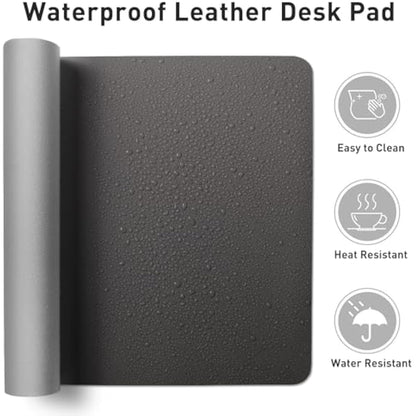 Leather Desk Pad Protector,Mouse Pad,Office Desk Mat,Non-Slip PU Leather Desk Blotter,Laptop Desk Pad,Waterproof Desk Writing Pad for Office and Home (60cm x 35cm, Gray)