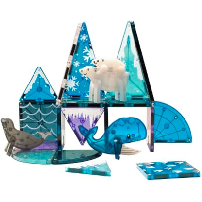 Magna-Tiles Arctic Animals 25-Piece Set - 3D magnetic building tiles, Clear Colours