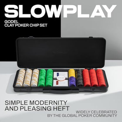 SLOWPLAY Godel 14g Clay Poker Chips Set for Texas Hold’em, 300 PCS [Blank Chips] Features a High-end Chip case with Extra Durable German Polycarbonate Shell, for Poker Players