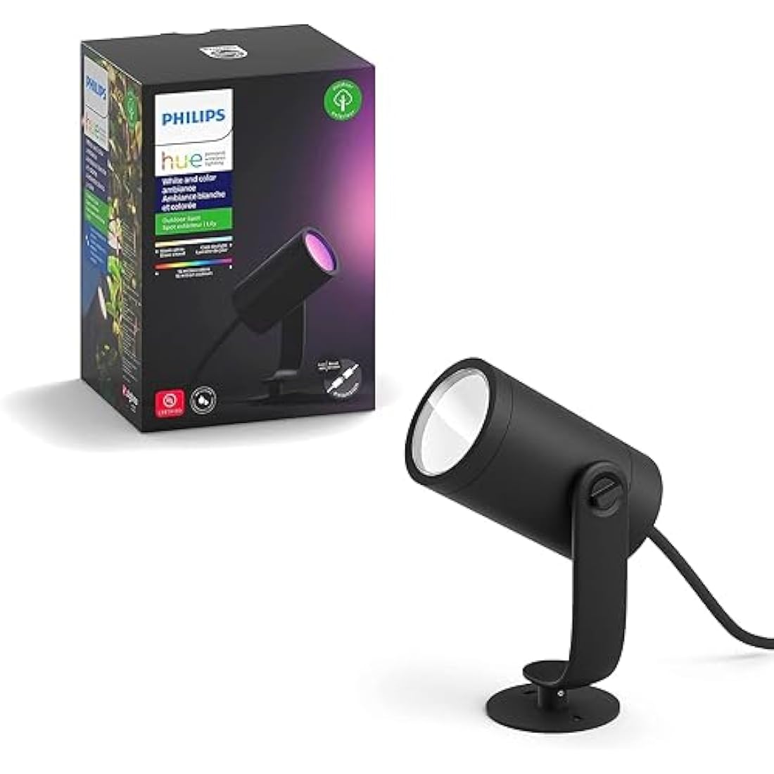 Philips Hue Lily White and Colour Ambiance LED Single Spotlight Extension: Smart Outdoor Lighting for Garden, Works with Alexa, Google Assistant and Apple Homekit