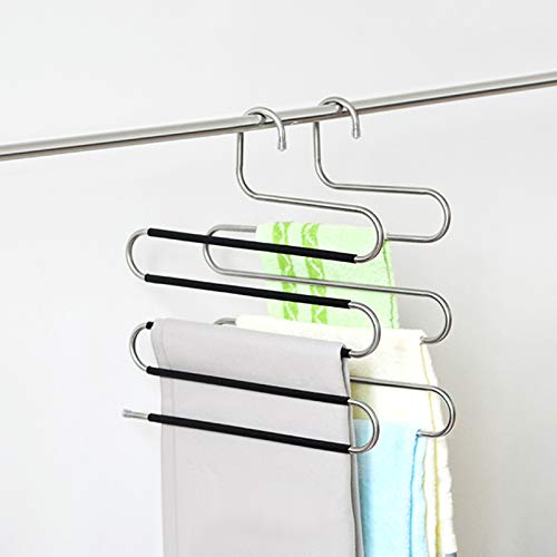 Trouser Hanger,6 Pack Trouser Hangers Space Saving S-Type Clothes Pants Hangers Non-Slip Closet Organizer for Scarfs Jeans Clothes Trousers Towels