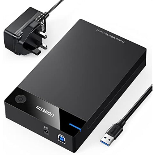 UGREEN Hard Drive Enclosure, USB 3.0 to SATA HDD Caddy for 2.5 3.5 inch SSD HDD Disk up to 22TB with DC Power Adapter, Tool-free Lay-Flat Hard Drive Docking Station for Windows Linux macOS, PS4, Xbox