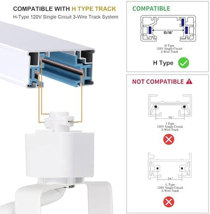 Bravsekai Advanced LED Track Lighting Kit with Replaceable GU10 Bulbs, 6-Lights Dimmable Track Lights with 2x1m H Type Track Rails, 10W 6000K Cool White Indoor Ceiling Spotlight Fixture for Any Space