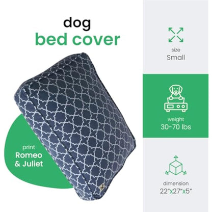 Molly Mutt Small Dog Bed Cover - Romeo & Juliet Print - Measures 22”x27”x5’’ - 100% Cotton - Durable - Breathable - Sustainable - Machine Washable Dog Bed Cover
