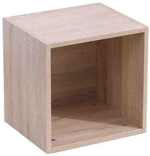 ETNIC ART Cube Furniture Storage Bookcase Shelf Oak 35 x 30 x 35 cm MDF Wood Shelf Office Design Entrance Living Room Cube Storage Cube Storage Cubes