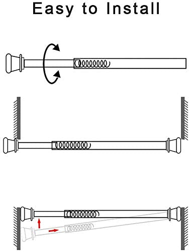 6Pcs Tension Rod, Goowin 25-40cm Tension Rods for Windows, No Drilling Rustproof Spring Adjustable Tension Curtain Rod for Doors, Windows