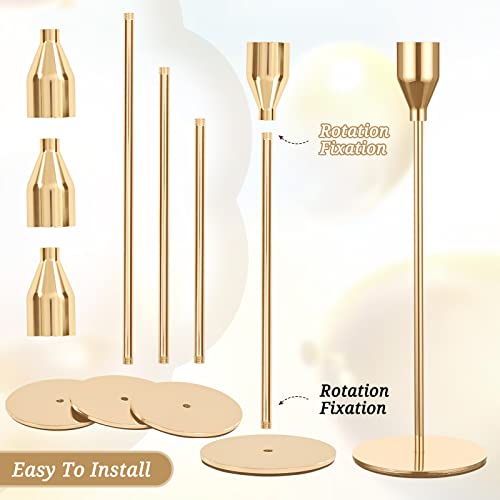 Set of 12 Gold Candle Holders, Metal Candle Holder Tapers Fit 3/4 Inch Pillar Candles, Elegant Decor for Dining, Dating, Party,