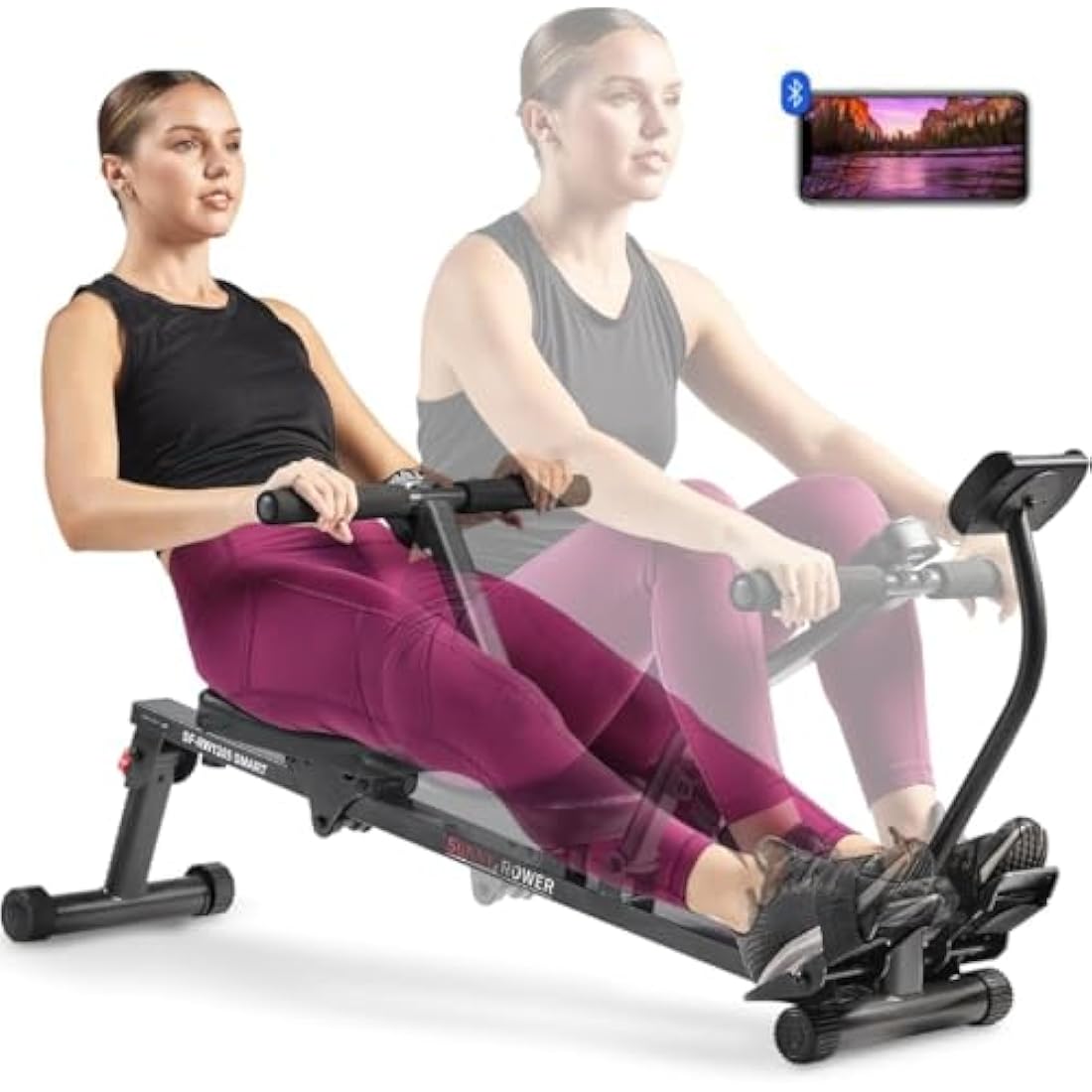 Sunny Health & Fitness Compact Adjustable Rowing Machine, Cardio Exercise Equipment with 12 Levels of Resistance for Complete Body Workouts and Optional Free SunnyFit App Enhanced Connectivity