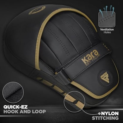 RDX Boxing Pads Curved Focus Mitts, Maya Hide Leather KARA Hook and jab Training Pads, Adjustable Strap Ventilated, MMA Muay Thai Kickboxing Coaching Martial Arts Punching Hand Target Strike Shield