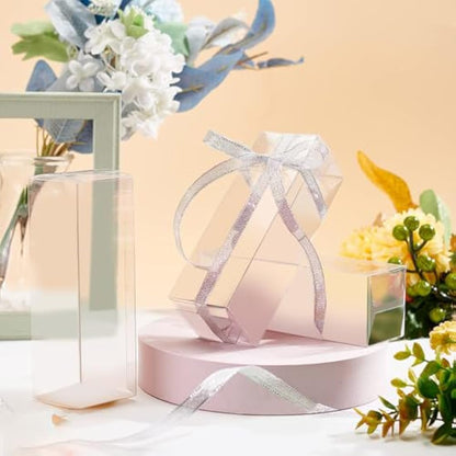 BENECREAT 30PCS Clear Wedding Favour Boxes 5x5x15cm Rectangle PVC Transparent Gift Boxes for Candy Chocolate Party Gift Wrapping