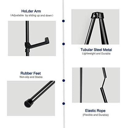 Mutualsign Art Easel, Folding Tripod Easel, Portable Floor Stand Easel, Lightweight Metal Adjustable Display Easel, Collapsible Easel for Trade
