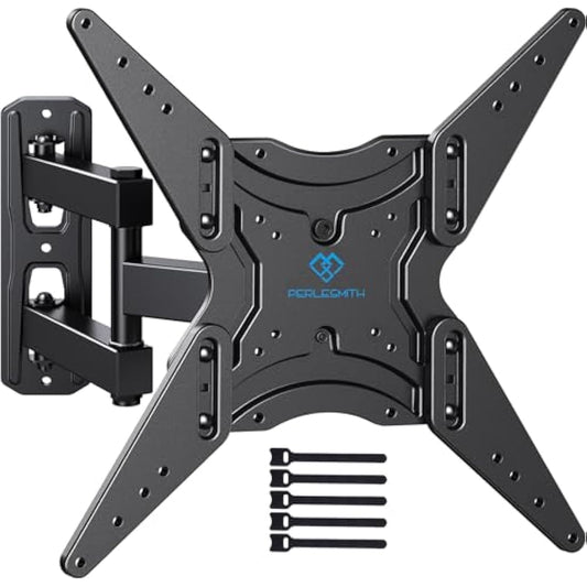 PERLESMITH TV Wall Bracket Swivel Tilt Extend, Universal Wall Mount for 26-60 Inch Flat/Curved TVs, Adjustable TV Brackets Hold up to 35 KG Max.VESA 400x400 mm