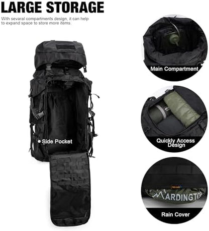 Mardingtop Tactical backpack Large Backpack Military Rucksack Hiking Backpack Camping Backpack Patrol Molle Pack with Rain Cover for Outdoor Trekking Mountaineering Hunting