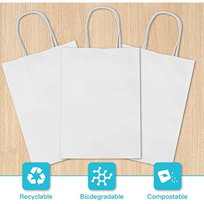 HAUSPROFI 30pcs Kraft Paper Bags for Gifts, Food & Sweets, Strong Carrier Bags with Twisted Handles for Kid Parties, Weddings, Thicken 130gsm