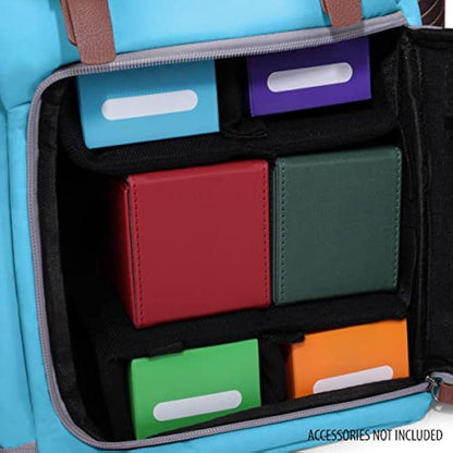 ENHANCE Designer Edition Trading Card Backpack - MTG Deck Bag Card Binder Space, TCG Deck Box Storage, Playmat Holder - Compatible with Magic The Gathering, Lorcana (Canvas Look - Blue)