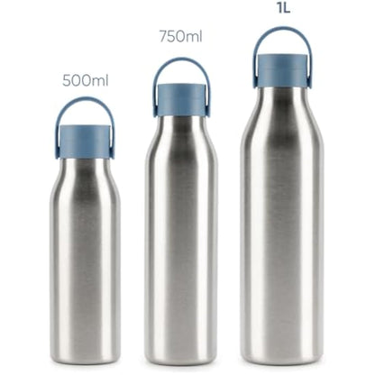 Circular & Co 1L/1000ml Recycled Stainless Steel Reusable Drinks Water Bottle – Insulated, Double Walled, Ecofriendly – Leakproof, Lockable Lid – Dishwasher Safe, BPA & Melamine Free (Rockpool Blue)