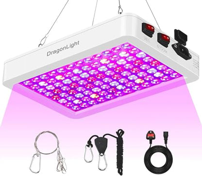 2024 Upgraded BW1000 LED Grow Lights Double Chips Full Spectrum with 3-Metre Cable for Greenhouse and Indoor Plant Veg and Flower GrowingWhite
